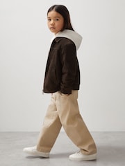 Reiss Distressed Brown Rally 3-9 yrs Unisex Fit McLaren F1 Team Suede Bomber Jacket - Image 3 of 7