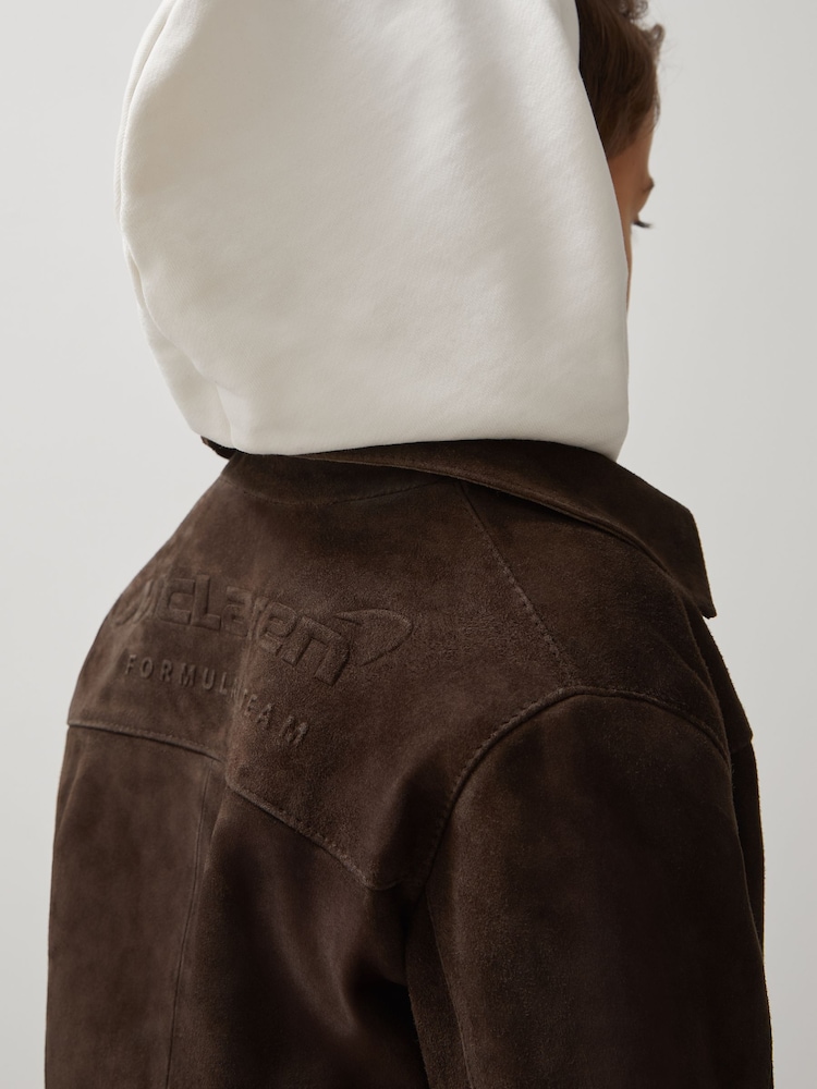 Reiss Rally Unisex Fit McLaren F1 Team Suede Bomber Jacket - Image 5 of 7