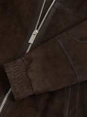 Reiss Distressed Brown Rally 3-9 yrs Unisex Fit McLaren F1 Team Suede Bomber Jacket - Image 7 of 7