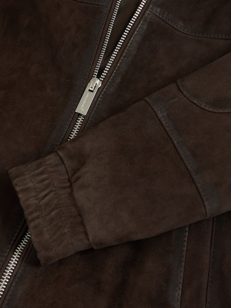 Reiss Distressed Brown Rally 3-9 yrs Unisex Fit McLaren F1 Team Suede Bomber Jacket - Image 7 of 7