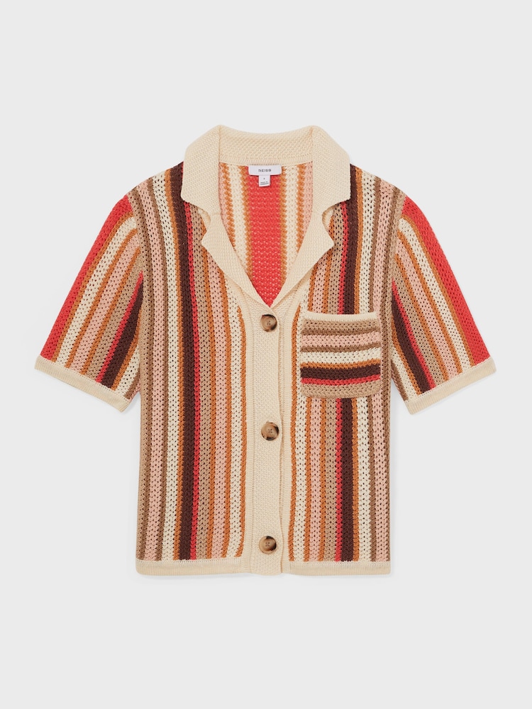 Reiss Coral Candy Striped Knit Shirt - Image 2 of 5