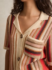 Reiss Coral Candy Striped Knit Shirt - Image 3 of 5