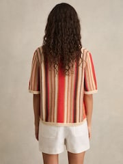 Reiss Coral Candy Striped Knit Shirt - Image 4 of 5
