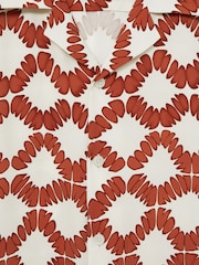 Reiss Off White/Rust Makarb Abstract Floral Print Cuban Shirt - Image 6 of 6