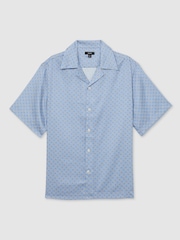Reiss Soft Blue Barella Geometric Wave Print Cuban Shirt - Image 2 of 6