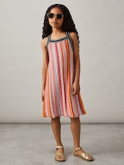 Reiss Multi Amira Cotton Striped Knit Dress - Image 1 of 4