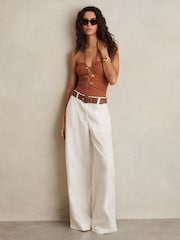 Reiss Tan Rosella Ruched Cut-Out Swimsuit - Image 3 of 6