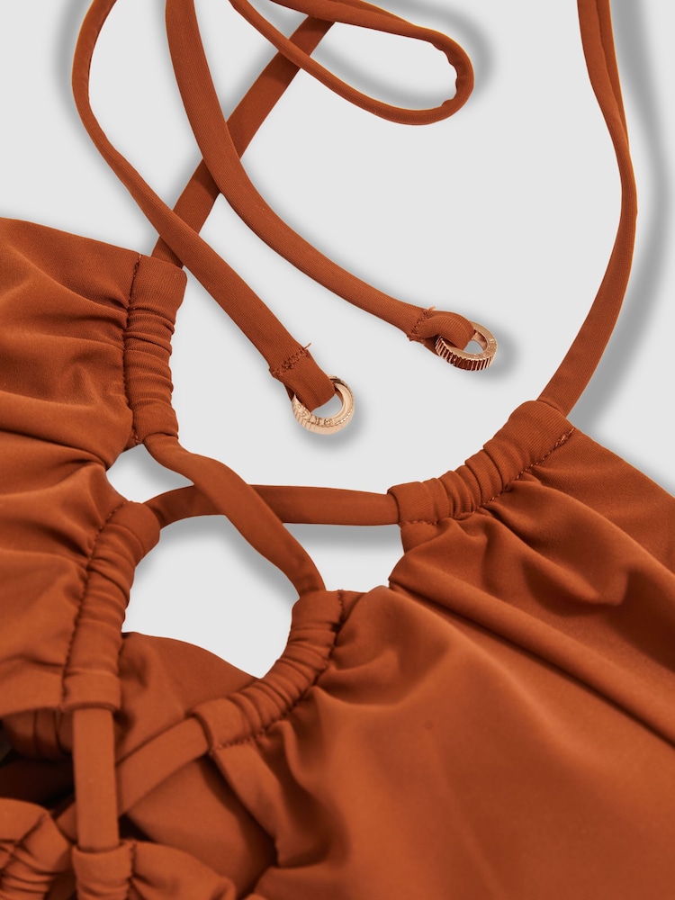 Reiss Tan Rosella Ruched Cut-Out Swimsuit - Image 6 of 6