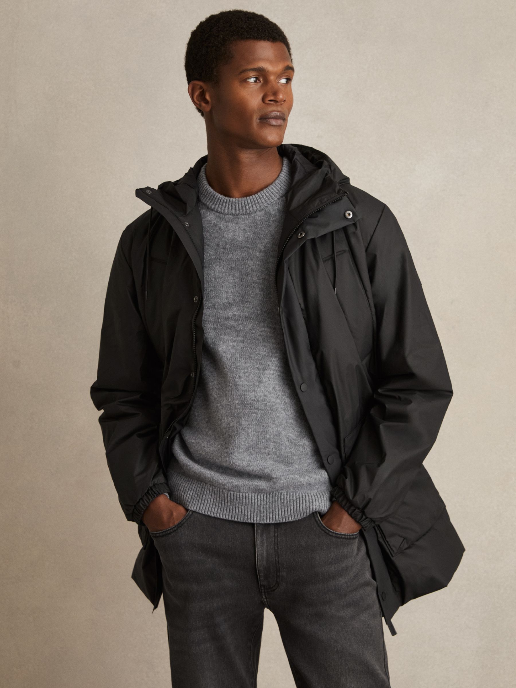 Rains Men's Black Insulated Cargo Jacket Large