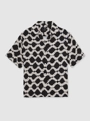 Reiss Black Multi Makarb Abstract Floral Print Cuban Shirt - Image 2 of 5