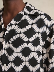 Reiss Black Multi Makarb Abstract Floral Print Cuban Shirt - Image 3 of 5