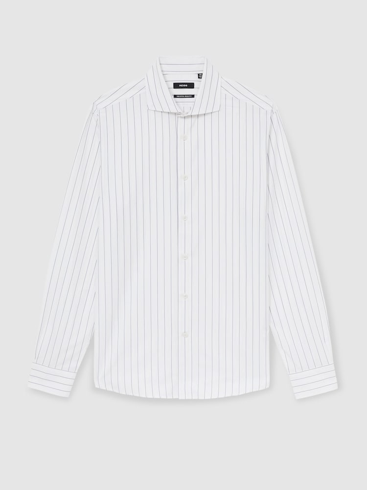 Reiss Blue/White Mayfair Cotton Cutaway-Collar Stripe Shirt - Image 2 of 6