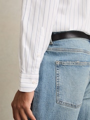 Reiss Blue/White Mayfair Cotton Cutaway-Collar Stripe Shirt - Image 4 of 6
