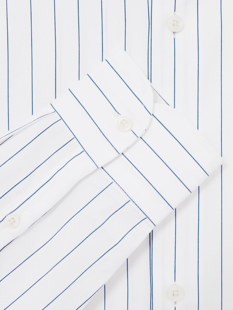 Reiss Blue/White Mayfair Cotton Cutaway-Collar Stripe Shirt - Image 6 of 6