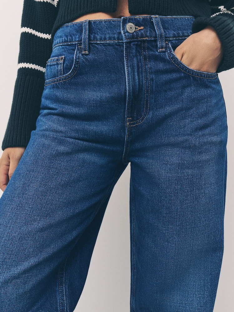 Denim Dark Blue Barrel Leg Jeans - Image 5 of 8