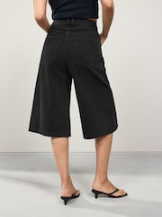 Washed Black Longline Jort Denim Shorts - Image 4 of 7