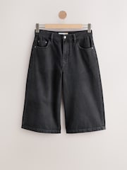 Washed Black Longline Jort Denim Shorts - Image 5 of 7