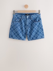 Mid Blue Check - Rigid Denim Shorts - Bild 1 von 3