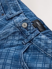 Mid Blue Check - Rigid Denim Shorts - Bild 2 von 3