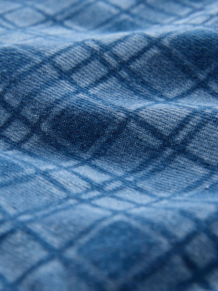 Mid Blue Check - Rigid Denim Shorts - Bild 3 von 3