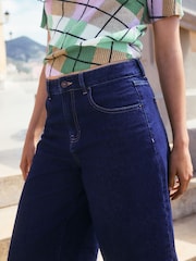 Denim Dark Rinse Longline Jort Denim Shorts - Image 4 of 7