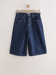 Denim Dark Rinse Longline Jort Denim Shorts - Image 5 of 7