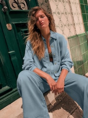 Mid Blue Denim Lightweight Long Sleeve Shirt - Image 1 of 8