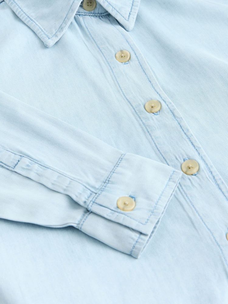 Mid Blue Denim Lightweight Long Sleeve Shirt - Image 8 of 8
