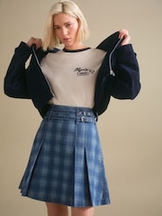 Blue Denim Belted Kilt Skirt - Image 1 of 7