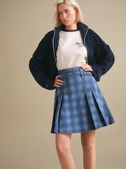 Blue Denim Belted Kilt Skirt - Image 2 of 7