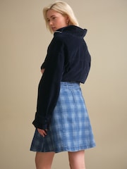 Blue Denim Belted Kilt Skirt - Image 4 of 7