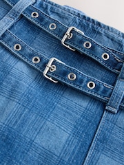 Blue Denim Belted Kilt Skirt - Image 5 of 7