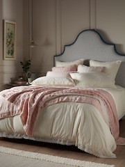 Secret Linen Store Cream Pia Embroidered 100% Cotton Duvet Cover - Image 1 of 4