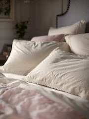 Secret Linen Store Cream Pia Embroidered 100% Cotton Duvet Cover - Image 2 of 4