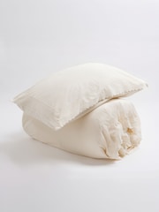 Secret Linen Store Cream Pia Embroidered 100% Cotton Duvet Cover - Image 4 of 4