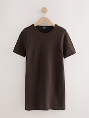 Chocolate Brown Roll Edge Knitted Mini Dress With Wool - Image 5 of 7
