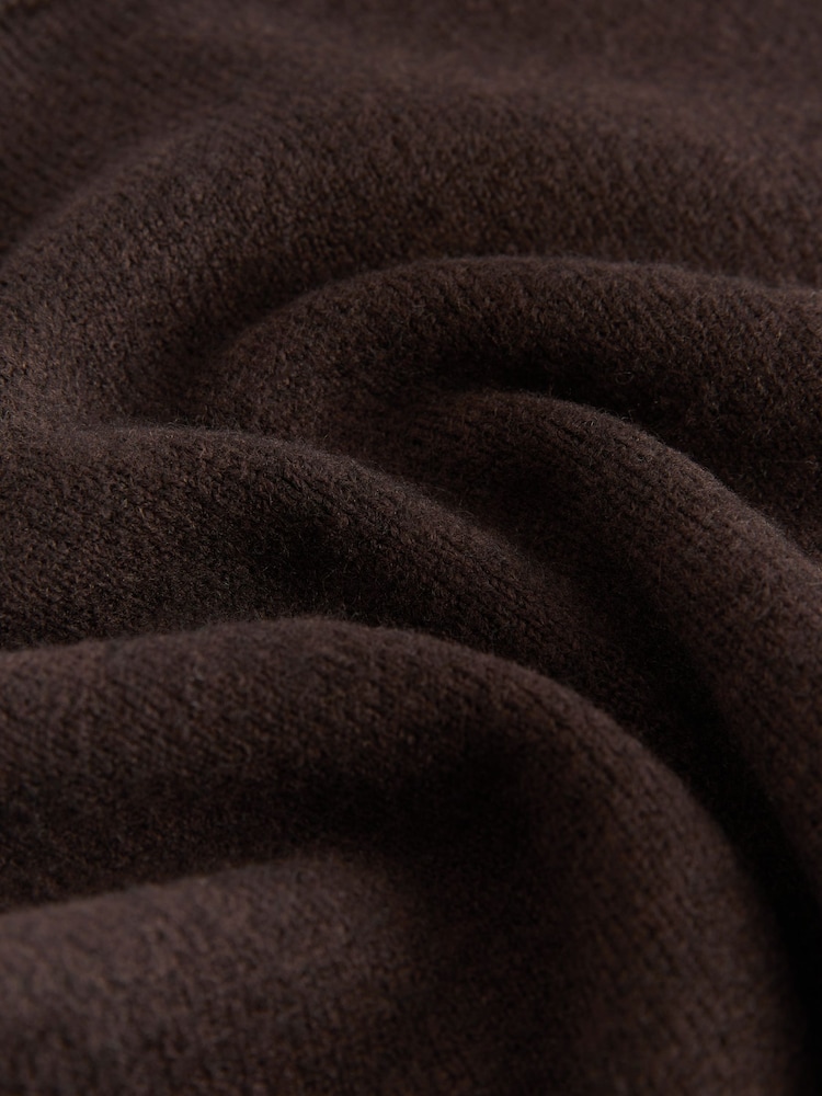 Chocolate Brown Roll Edge Knitted Mini Dress With Wool - Image 7 of 7