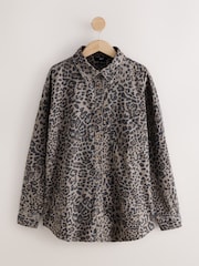 Leopard Print Oversize Denim Shirt - Image 1 of 3