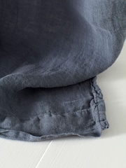 Secret Linen Store French Blue 100% Linen Loop Top Slot Header Single Curtain - Image 2 of 2