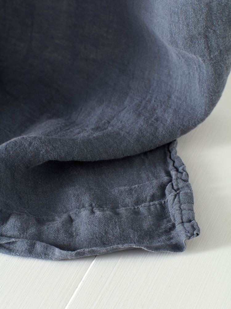 Secret Linen Store French Blue 100% Linen Loop Top Slot Header Single Curtain - Image 2 of 2