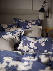 Secret Linen Store Ink Blue Flower Press Linen Blend Duvet Cover - Image 2 of 4