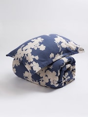 Secret Linen Store Ink Blue Flower Press Linen Blend Duvet Cover - Image 4 of 4