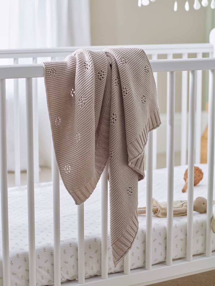 Secret Linen Store Mink Baby Bailey 100% Organic Cotton Knitted Blanket - Image 1 of 4