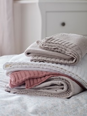Secret Linen Store Mink Baby Bailey 100% Organic Cotton Knitted Blanket - Image 3 of 4