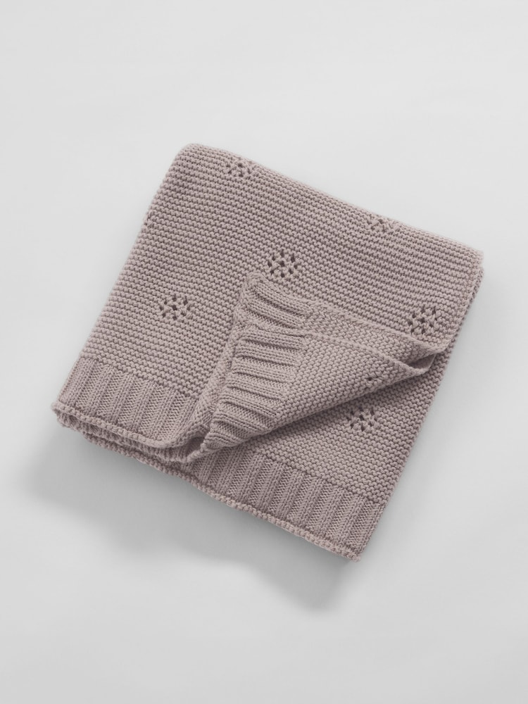Secret Linen Store Mink Baby Bailey 100% Organic Cotton Knitted Blanket - Image 4 of 4
