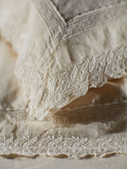 Secret Linen Store Cream Pia Embroidered 100% Cotton Pillowcase - Image 2 of 3
