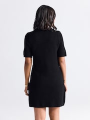 Black Roll Edge Knitted Mini Dress With Wool - Image 3 of 6