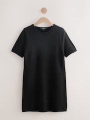 Black Roll Edge Knitted Mini Dress With Wool - Image 4 of 6