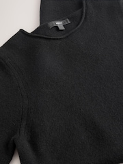 Black Roll Edge Knitted Mini Dress With Wool - Image 5 of 6