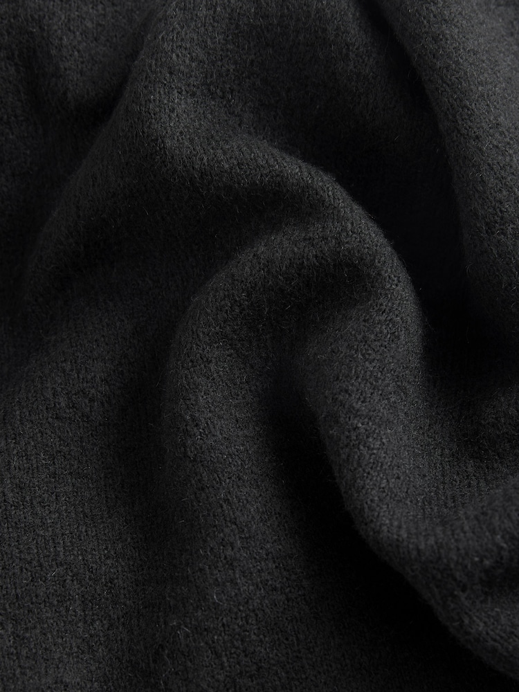 Black Roll Edge Knitted Mini Dress With Wool - Image 6 of 6
